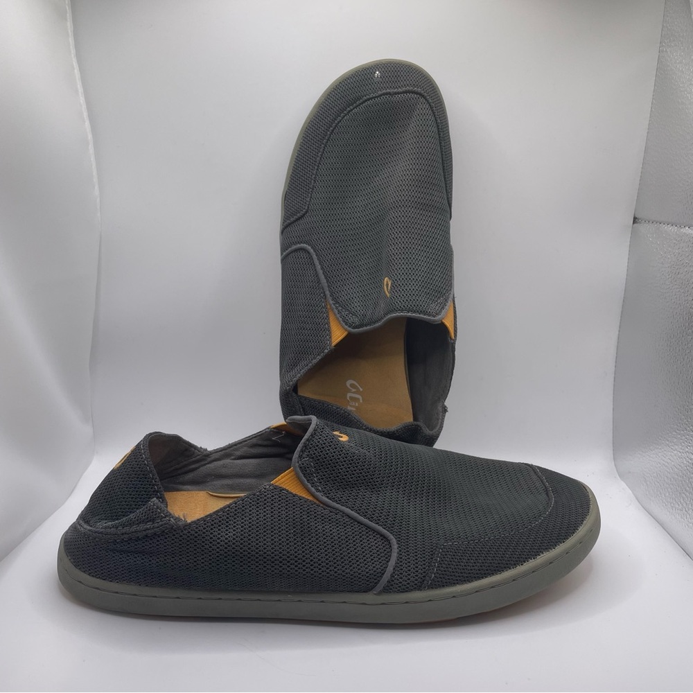 Olukai Mens Nohea Mesh Gray Slip On Loafer’s Boat Shoes Size 10.5 10188-4242